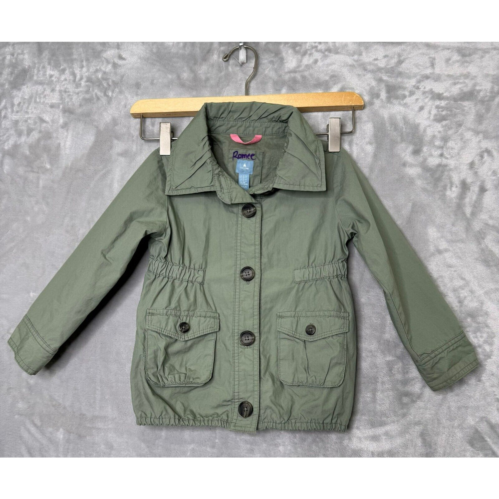 Baby GAP Utility Jacket 4 Years Summer Sage Green Button Front Pockets Lined